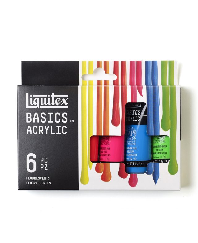 BASICS ACRYLIC FLUORESCENTS 6 pc SET x 22ml Thumbnail