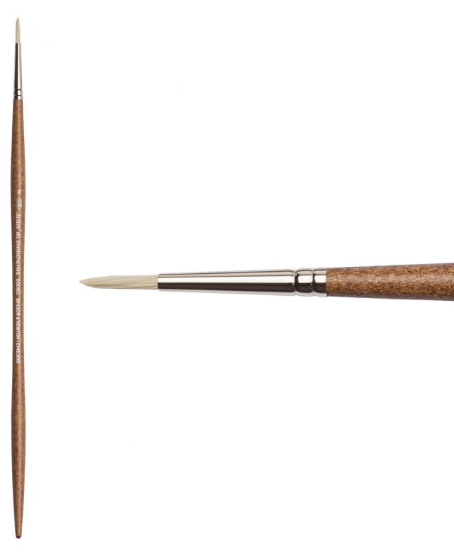 Winsor & Newton Artists' Oil Synthetic Hog Brush - Round, Size 2, Long Handle Thumbnail