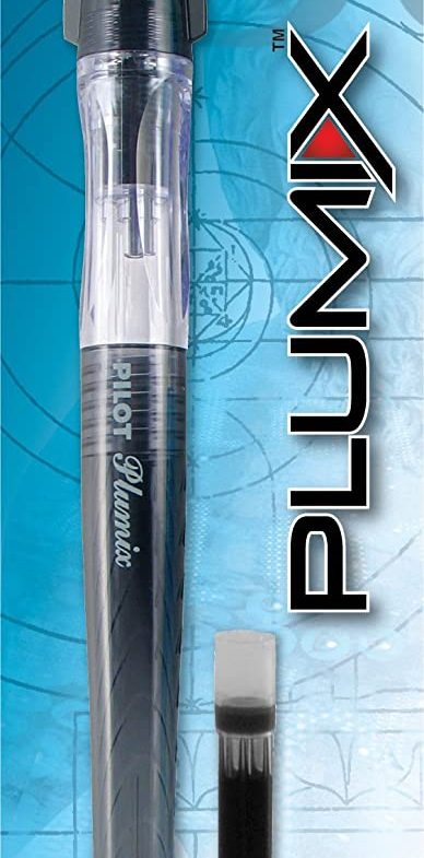 Pilot Plumix Refillable Fountain Pen, Black Barrel, Black Ink, Medium Point, Single Pen and Cartridge Thumbnail