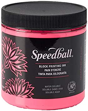 Speedball - Water-Soluble Block Printing Ink - 8oz Jar (Hot Fluorescent Pink) Thumbnail